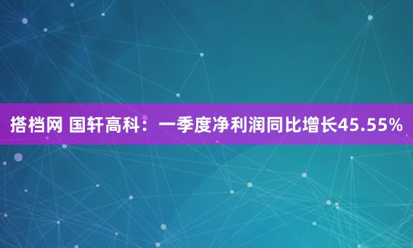 搭档网 国轩高科：一季度净利润同比增长45.55%