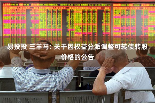 易投投 三羊马: 关于因权益分派调整可转债转股价格的公告